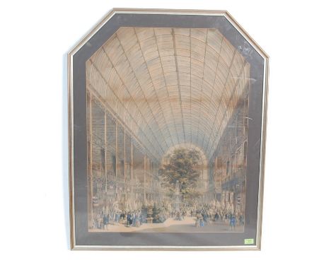 An Victorian Crystal Palace lithograph / print. The print depicting a view of inside Crystal Palace at the peak time. Print i
