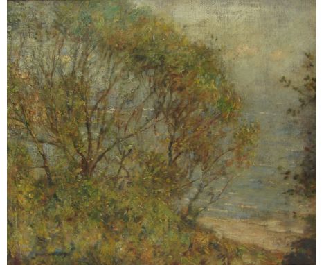 Frederic William Jackson (Staithes Group 1859-1918): 'Hinderwell Runswick Bay', oil on canvas signed, title label verso 42cm 