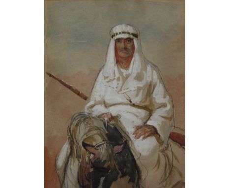 George Harrison (York 1882-1936): Lawrence of Arabia on Horseback, watercolour and pencil unsigned,  35cm x 26cmProvenance: p