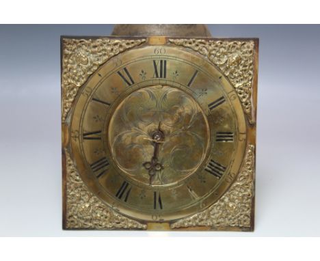 A 30 HOUR 10" BRASS FACED LONGCASE CLOCK MOVEMENT BY JOHN NETHERCOTT - LONG COMPTON, with a weight and pendulum