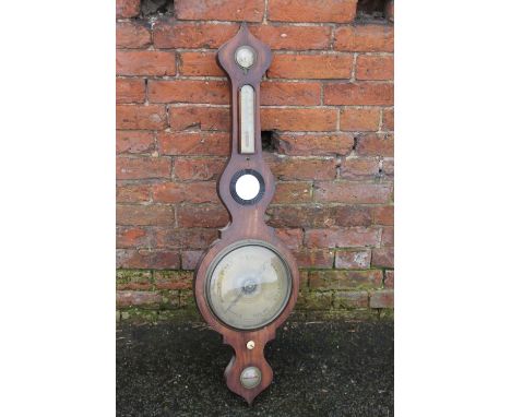 A 19TH CENTURY ROSEWOOD ONION TOPPED BAROMETER, by 'Plimmer' of Uttoxeter, H 109 cm