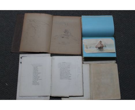 FOUR SKETCH BOOKS, various artists and subjects, some signed
