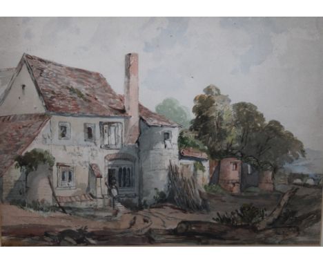 ENGLISH SCHOOL (XIX). A country cottage, monogrammed lower right 'W R P' and dated 1815, watercolour, gilt framed and glazed,