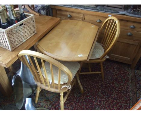 PEDESTOL DROP LEAF KITCHEN TABLE &amp; 4 STICK BACK CHAIRS