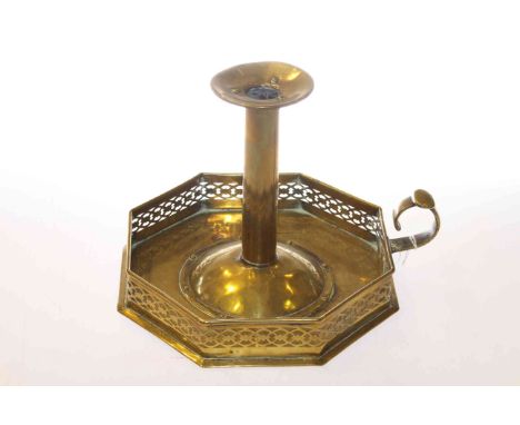 Brass galleried chamber candlestick