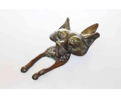 Brass fox mask door knocker