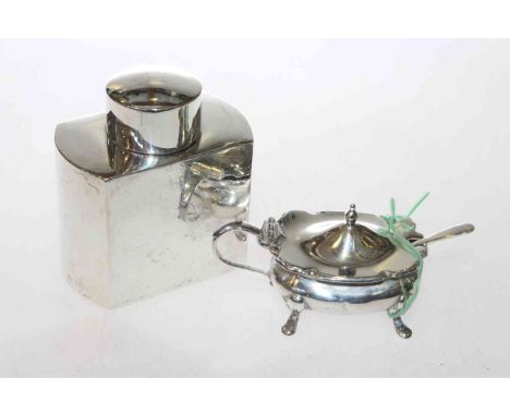 Silver caddy and mustard pot (2)