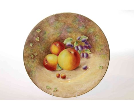 Royal Worcester fruit painted plate, signed Leaman