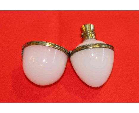 Opal glass and gilt metal egg shaped scent bottle