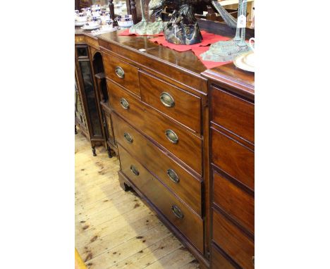 19th Century mahogany chest of two short above three long drawers on shaped bracket feet