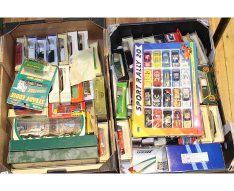 Two boxes of model vehicles including Corgi, Lledo, etc