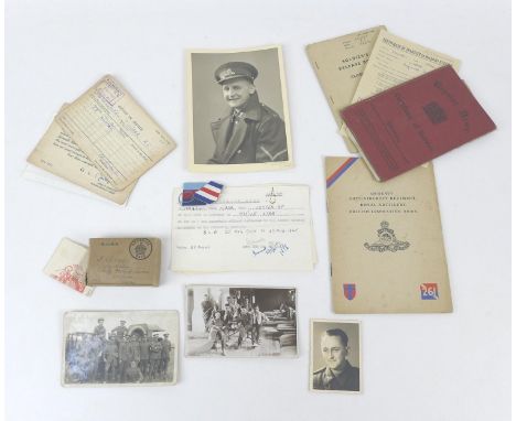 A collection WWII and later of medals and ephemera, comprising of a quartet WWII medals, Defence, 1939-1945 War, France and G