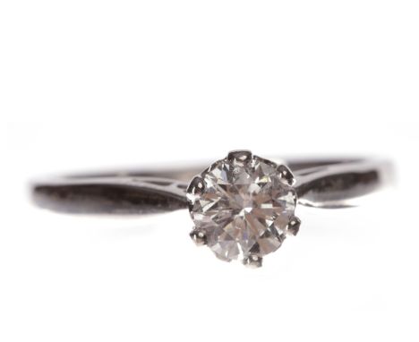 EIGHTEEN CARAT GOLD DIAMOND SOLITAIRE RINGset with a round brilliant cut diamond of approximately 0.50 carats, size N, 3.2g