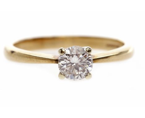 NINE CARAT GOLD DIAMOND SOLITAIRE RINGset with a round brilliant cut diamond of approximately 0.54 carats, size N, 2.3g