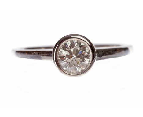 EIGHTEEN CARAT GOLD DIAMOND SOLITAIRE RINGwith a collet set round brilliant cut diamond of approximately 0.50 carats, size N,