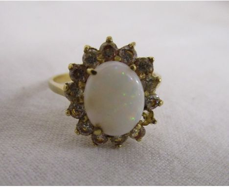 18ct gold opal &amp; stone set ring - 1 stone missing