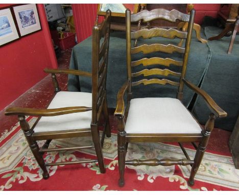 Pair of ladder-back armchairs