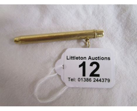 Sampson Mordan hallmarked gold propelling pencil with engine-turned decoration - Approx length 11cm