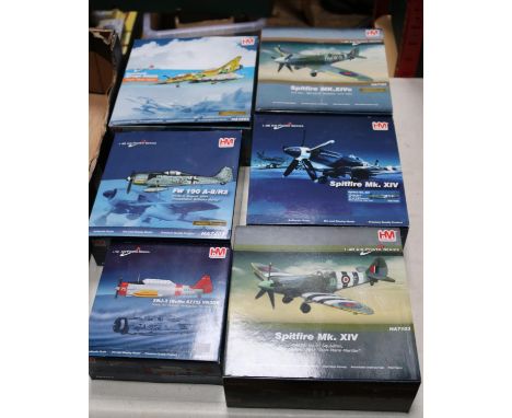 6 HM 'Hobbymaster' Aircraft. 3x Spitfire Mk XIV- 610 Squadron June 1944, plus 2x 91 Squadron, both 1944.  Plus a FW 190A-8, A