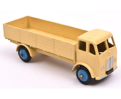 Dinky Toys Leyland Forward Control lorry. A harder to find example in cream with blue ridged wheels and black tyres. GC some 