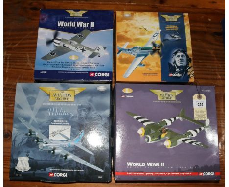 4 Corgi Aviation Archive. A 1:144 scale: Boeing B17G 'Sentimental Journey' (48205). Plus 3x 1:72- WWII Battle For The Low Cou