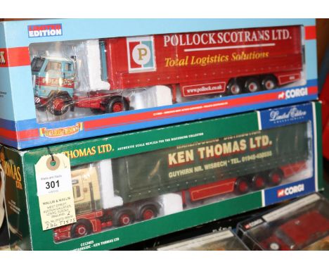2 Corgi Modern Trucks. A Limited Edition Collectibles series MAN TGA Curtainside, 'Ken Thomas' CC13403 in dark green, red and