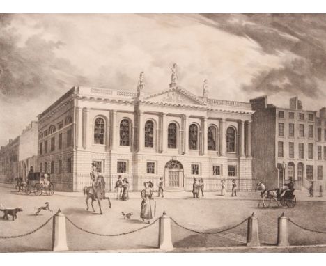 Connor &amp; Co., engraving "Surgeons Hall, Dublin"; after James Moulton two coloured mezzotints, "Trinity College" and "Lie-