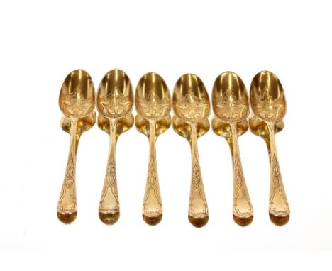 A George II silver ladle,&nbsp;by Edward Aldridge, London 1742, having turned wooden handle; and a set of six foliate engrave