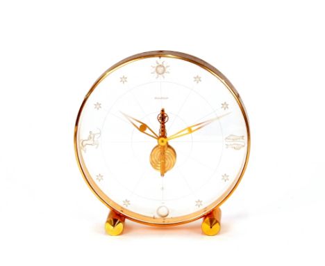 A Jaeger Le Coutre mantel clock, decorated signs of the Zodiac, 19cm high