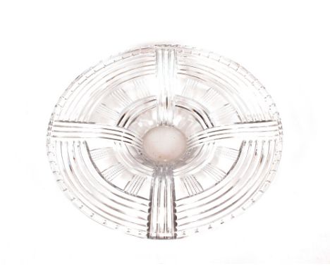 A large French cut glass Art Deco shallow bowl, 40.5cm dia.