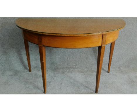 A 19th century satinwood and ebony inlaid console table on square tapering supports. H.72 W.125 D.66cm 