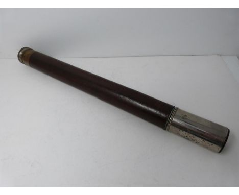 A Cary of London antique extending telescope with brass fittings and leather covering. Sliding lense cap and two extendable s