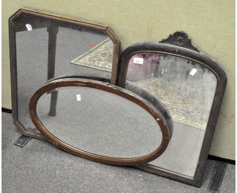 A group of three mirrors, two being dressing table mirrors, the other a wall mirror, largest 64cm x 48cm (3)