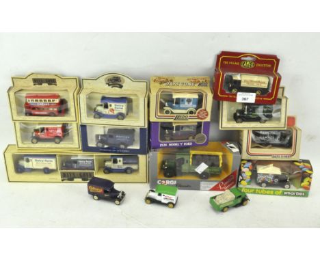 A selection of die cast model vehicles, including Lledo and Corgi