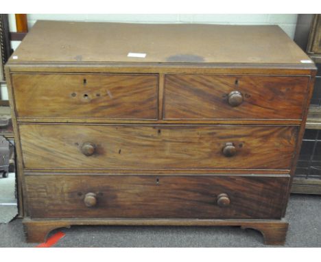 A Victorian mahogany chest of drawers, late 19th century, with two short drawers above two long drawers, on ogee bracket feet