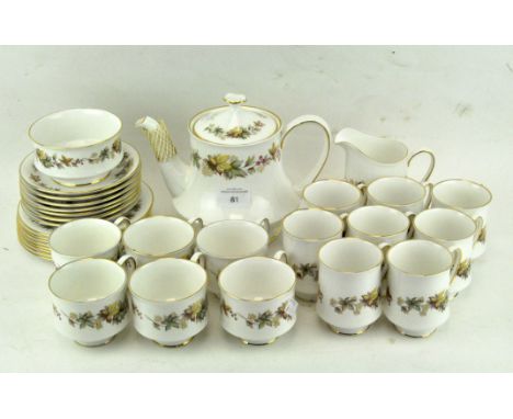 A Royal Standard 'Lyndale' part pattern tea service, comprising: eight coffee cups, six teacups, a teapot and cover, a sugar-