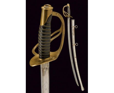 dating: Late 19th Century provenance: USA, Curved blade with fuller, marked at the tang; brass hilt with looped guard, grip w