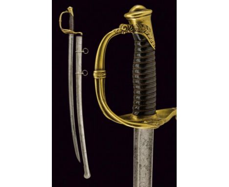 dating: 19th Century provenance: Europe, Curved, single-and false-edged blade with wide fuller and rear groove; brass hilt wi