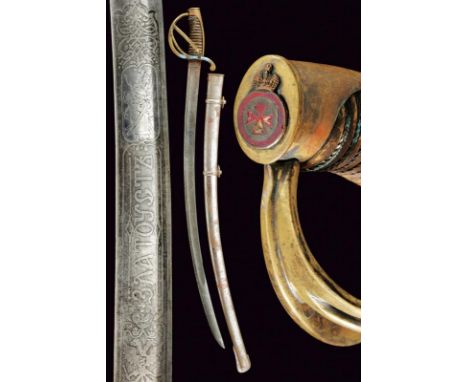 dating: Second part of the 20th Century provenance: Russia, Curved, single-and short false-edged blade, with fuller, engraved