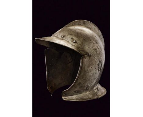 dating: Late 16th Century provenance: Northern Italy, Iron skull, hammered in one piece with low, smooth comb, the skull ribb