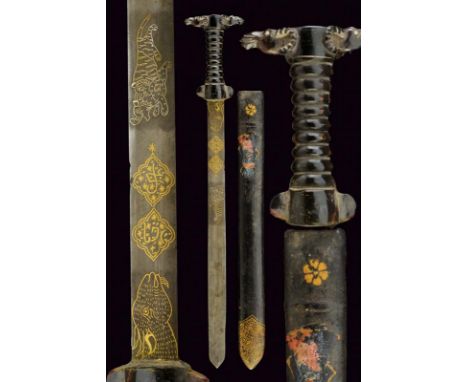 dating: Late 19th Century provenance: Indopersia, Wide, straight, single-and false-edged blade, in fine damask, decorated in 