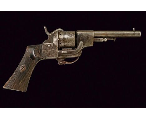 dating: 1870 provenance: Belgium, Round, rifled, 7 mm cal. barrel, with fore-sight, marked 'CH.S DELVAUX ANVERS'; six-shot cy