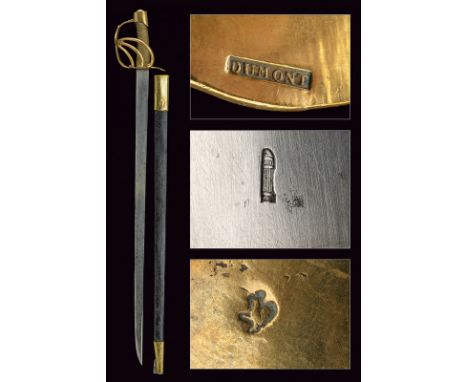 dating: late 18th Century provenance: France, Flat, single-and false-edged blade, stamp and fasces at the forte; brass hilt w