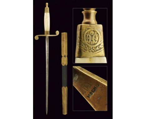 dating: first quarter of the 20th Century provenance: Russian Empire, Straight blade of cruciform shape; brass hilt with 'S'-