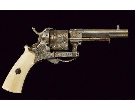 dating: Third quarter of the 19th Century provenance: Belgium, Round, rifled, 7 mm cal. barrel, with fore-sight. Smooth, six-