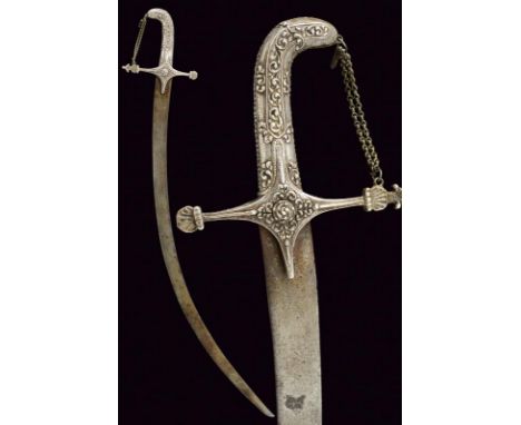 dating: Second half of the 19th Century provenance: Balkans, Curved, flat, single-edged blade, probably in damask. Solid silv