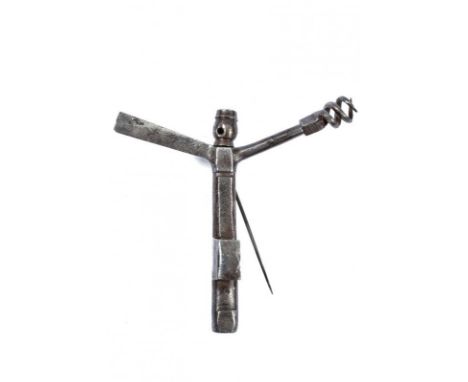 dating: 18th Century provenance: Europe, Cylindrical haft with a wheel-lock key, upper part with two arms, one for screwdrive