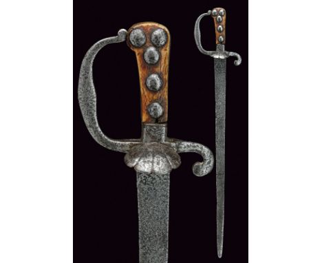 dating: 17th Century provenance: Southern Germany, Long, flat, straight, single -and short false-edged blade, at the base the