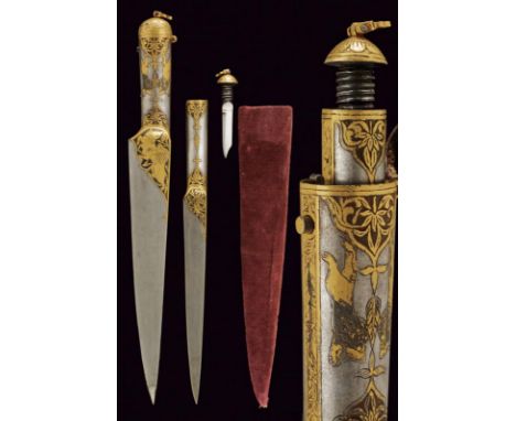 dating: 20th Century provenance: Indopersia, Straight, single-edged blade, in damask, enlarged at  the tip, of triangular sec