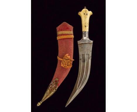 dating: Late 19th Century provenance: Persia, Curved, double-edged blade with slightly reinforced tip and double groove, the 